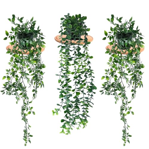 ELICNA 3 Stück Hängepflanze Künstlich, Kunstpflanze hängend wie echt Efeu Künstlich Pflanzen für Draußen Zimmer Zuhause Wand Garten Deko von ELICNA