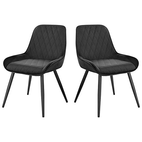 ELIGHTRY 2 Stücke Esszimmerstühle,Retro Küchenstuhl Wohnzimmerstuhl Sitzfläche aus Samt Retrostuhl mit Metallbeine Besucherstuhl Stuhl für Esszimmer Wohnzimmer Küche Schwarz von ELIGHTRY