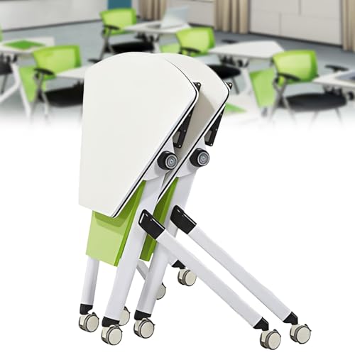 ELIKBH Besprechungstisch in Sektorform, Kleiner Arbeitstisch, mobiler Klappschulungstisch fürs Büro, beweglicher Computertisch mit leisen Lenkrollen für das Klassenzimmer im Büro(2PCS) von ELIKBH