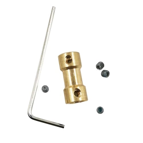 ELILANEY 1 Stück Metallwellenkupplung 20 mm lang, Doppellochgröße, Verbindungshülse, Kupferkupplungen, M3-Schraube Welle verstellbar(2mm to 2mm) von ELILANEY