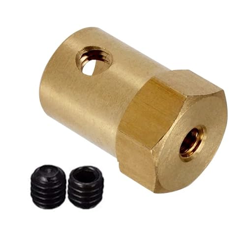 ELILANEY 1 Stück sechseckige Messingwellenkupplung 2 mm 3 mm 3,17 mm 4 mm 5 mm 6 mm 7 mm 8 mm Anschluss Modell Auto Räder Wellenverbindung Welle verstellbar(6MM bore) von ELILANEY
