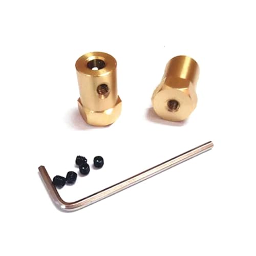 ELILANEY 10 Stück Messing-Sechskant-Kupplung, 3 mm, 4 mm, 5 mm, 6 mm, 7 mm, 8 mm Schaft, Motor, flexibler Reifen, Radkupplungs-Set, Schraubenschlüssel Welle verstellbar(6mm) von ELILANEY