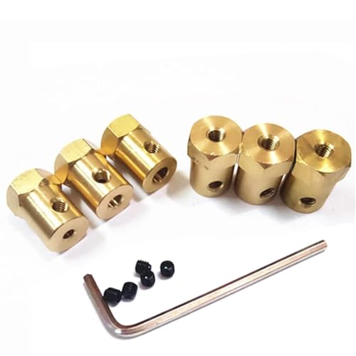 ELILANEY 10 Stück Messing-Sechskantkupplung 3 mm 4 mm 5 mm 6 mm 7 mm 8 mm Welle Motor Flexible Kupplung Typ Rad Welle verstellbar(3mm) von ELILANEY