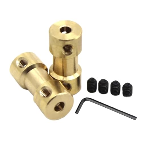 ELILANEY 1pc Messing Starre Motorwelle Kupplung Getriebe Joint Stecker Hülse Adapter 2mm 2,3mm 3mm 3,17mm 4mm 5mm 6mm Bohrung Koppler Welle verstellbar(6mm to 6mm) von ELILANEY
