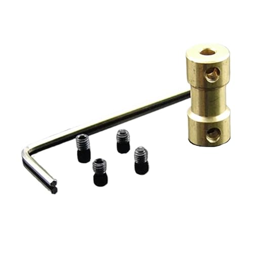 ELILANEY 2 Stück starre Wellenkupplungen aus Kupfer, Bohrung 2 mm, 2,3 mm, 3 mm, 3,17 mm, 4 mm, 5 mm, 6 mm, Motorkupplungsstecker Welle verstellbar(2mm to 5mm) von ELILANEY