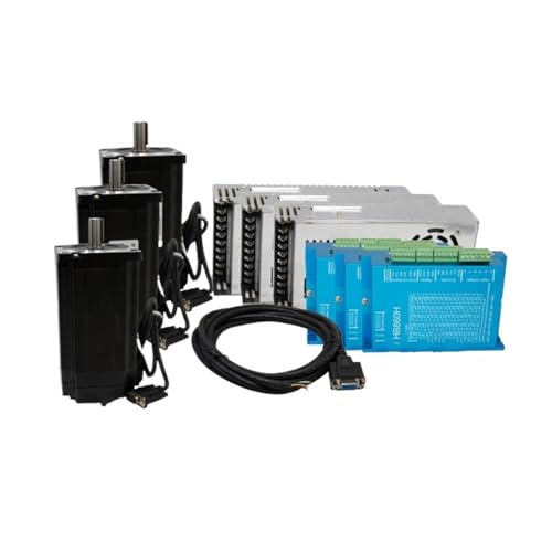 ELILANEY 3er-Set 86-mm-Flansch-Schrittmotor-CNC-Kits 6A 14-mm-Welle mit 5-mm-Passfedernut Nema 34 Closed Loop-Schrittmotor Servo-Schritttreiber Maschinentreiber(8.5N.m) von ELILANEY