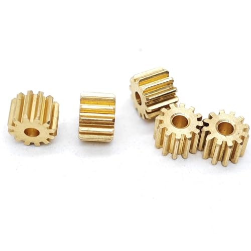 ELILANEY 5 Stück 0,25 Modul 9T Messing-Zylinderrad 0,98 mm Loch 0,25 M 9 Zähne Zahnrad mit geraden Zähnen 1 mm Festsitzendes Wellenritzel Gerader Mitnehmer(3mm thickness) von ELILANEY