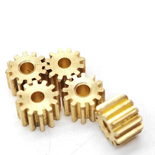 ELILANEY 5 Stück 0,3 M 13 Zähne Kupfer Zahnrad mit geraden Zähnen 0,3 Modul 13 Zähne zylindrisches Stirnrad Ritzel 4,5 mm Durchmesser 4 mm Dicke Gerader Mitnehmer(1.48mm hole) von ELILANEY
