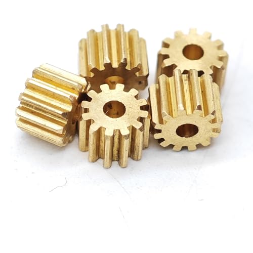 ELILANEY 5 Stück 0,3 M 30 Zähne Messing-Stirnrad 9,6 mm Durchmesser 0,3 Modul 30 Zähne Zylinderrad 2 mm Festsitzende Welle Ritzel Gerader Mitnehmer(2mm thickness 2.02mm hole) von ELILANEY
