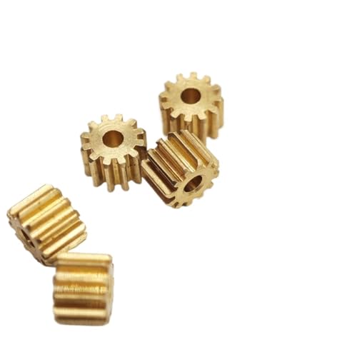 ELILANEY 5 Stück 0,4 Modul 4 mm Dicke Messing Stirnrad 1,5 mm 2 mm Festsitzendes Ritzel 11T 12T 13T 14 Zähne Gerades Zahnrad Gerader Mitnehmer(11 teeth 1.48mm bore) von ELILANEY