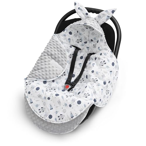 ELIMELI EINSCHLAGDECKE für Babyschale - Baby Winter Decke für Autositz, Buggys und Kinderwagen mit Füllung, universal Fußsäcke z.B. Maxi Cosi, Kinderwagendecke (Grau - Kosmos) von ELIMELI