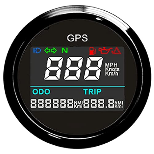 Digitaler GPS-Tachometer LCD-Geschwindigkeitsmessgerät Kilometerzähler mit GPS-Antenne für Auto Motorrad 52mm 9-32V von ELING