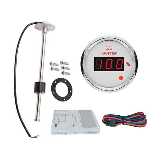 ELING 52 mm digitaler Wasserstandsmesser mit 8 Farben Hintergrundbeleuchtung mit Alarmlicht mit 175 mm Wasserstands-Sendeeinheit 0–190 Ohm Signalsensor ELING 52 mm digitaler Wasserstandsmesser mit 8 Farben Hintergrundbeleuchtung mit Alarmlicht mit 175 mm Wasserstands-Sendeeinheit 0–190 Ohm Signalsensor von ELING