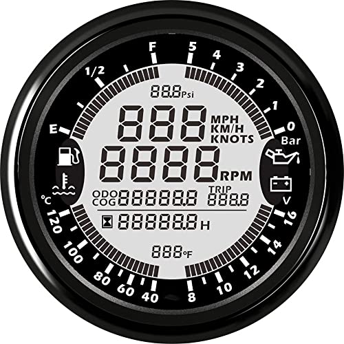 ELING 6 in 1 Multifunktionsanzeige GPS Tachometer Drehzahlmesser Stunde Wassertemperatur Kraftstoffstand Öldruck Voltmeter 12V 85mm Mit Hintergrundbeleuchtung ELING 6 in 1 Multifunktionsanzeige GPS Tachometer Drehzahlmesser Stunde Wassertemperatur Kraftstoffstand Öldruck Voltmeter 12V 85mm Mit Hintergrundbeleuchtung von ELING