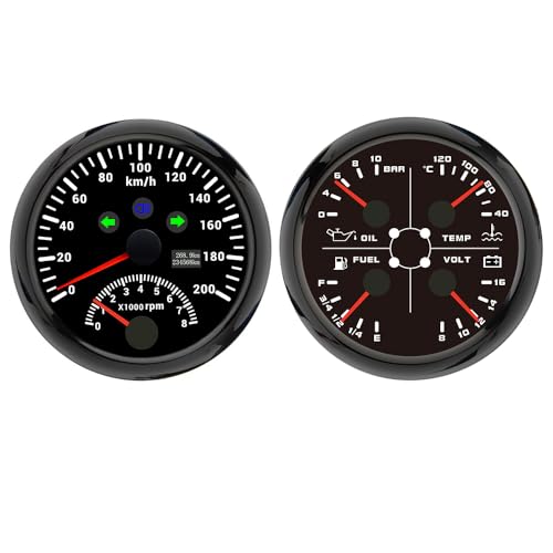 ELING 85 mm 2-in-1 GPS-Tachometer 200 km/h Kilometerzähler mit Drehzahlmesser Motordrehzahlmesser mit 4-in-1 Multifunktions Kraftstoffstand 10 Bar ELING 85 mm 2-in-1 GPS-Tachometer 200 km/h Kilometerzähler mit Drehzahlmesser Motordrehzahlmesser mit 4-in-1 Multifunktions Kraftstoffstand 10 Bar von ELING
