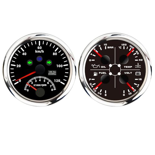 ELING 85 mm 2-in-1 GPS-Tachometer mit Drehzahlmesser und 4-in-1 Multifunktionskraftstoffstand 0–10 bar Öldruck 12 V mit Alarm rote Hintergrundbeleuchtung für Wohnmobile SUVs Transporter ELING 85 mm 2-in-1 GPS-Tachometer mit Drehzahlmesser und 4-in-1 Multifunktionskraftstoffstand 0–10 bar Öldruck 12 V mit Alarm rote Hintergrundbeleuchtung für Wohnmobile SUVs Transporter von ELING
