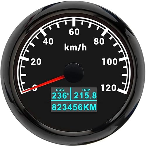 ELING 85 mm GPS-Tachometer 0–120 km/h mit COG TRIP Kilometerzähler mit 7 Farben Hintergrundbeleuchtung 12 V 24 V für LKWs Transporter Schnellboote ELING 85 mm GPS-Tachometer 0–120 km/h mit COG TRIP Kilometerzähler mit 7 Farben Hintergrundbeleuchtung 12 V 24 V für LKWs Transporter Schnellboote von ELING