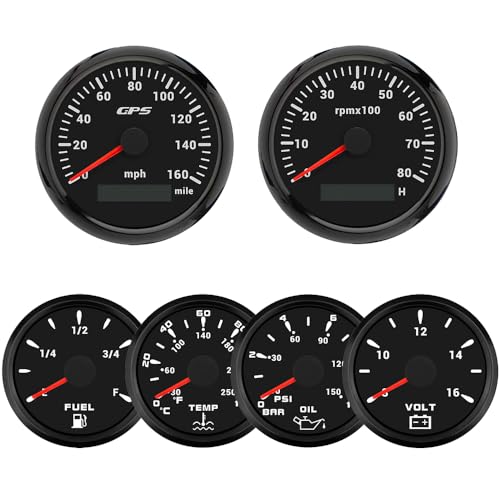 ELING Messgerätesätze aus GPS-Tachometer Drehzahlmesser mit Kraftstoffstand Öldruck Wassertemperatur Voltmeter mit 7-Farben-Hintergrundbeleuchtung wasserdicht ELING Messgerätesätze aus GPS-Tachometer Drehzahlmesser mit Kraftstoffstand Öldruck Wassertemperatur Voltmeter mit 7-Farben-Hintergrundbeleuchtung wasserdicht von ELING