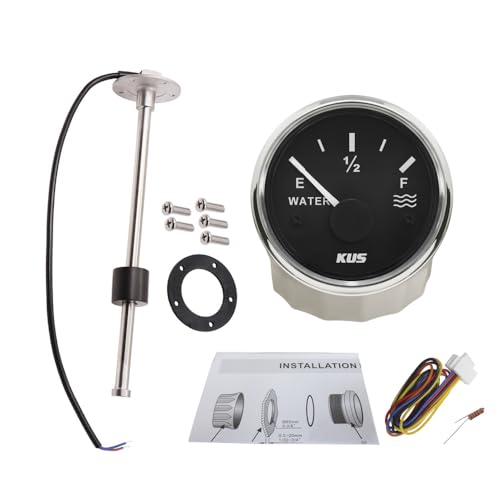 KUS 2'' Wasserstandsmesser 52 mm Anzeige 0-190 Ohm mit Hintergrundbeleuchtung mit 275 mm langem Füllstandssensor für Boote Wohnmobile SUVs KUS 2'' Wasserstandsmesser 52 mm Anzeige 0-190 Ohm mit Hintergrundbeleuchtung mit 275 mm langem Füllstandssensor für Boote Wohnmobile SUVs von ELING