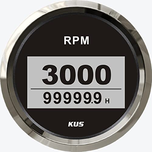 KUS 85 mm LCD Digitaler Drehzahlmesser 0–8000 U/min mit Betriebsstundenzähler Marine Außenbordmotor Dieselmotor Generator Tacho Messgerät KUS 85 mm LCD Digitaler Drehzahlmesser 0–8000 U/min mit Betriebsstundenzähler Marine Außenbordmotor Dieselmotor Generator Tacho Messgerät von ELING
