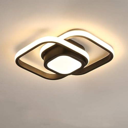 ELINKUME 36W LED Deckenleuchte,3 Farbig Verstellbare Deckenleuchte Schlafzimmer,Kreativ Quadratische Doppelring Deckenlampe Wohnzimmer,Flur Lampe Decke,Moderne Dekorative Deckenbeleuchtung von ELINKUME