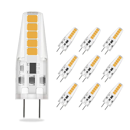 ELINKUME Dimmbar G4 LED Lampen,2W G4 Birnen,Warmweiss 3000K,Ersatz für 30W Halogen Leuchtmittel,206LM Glühlampen für die Heimbeleuchtung,AC/DC12-24V,G4 Stiftsockellampe,360°Lichtwinkel,10er Set von ELINKUME