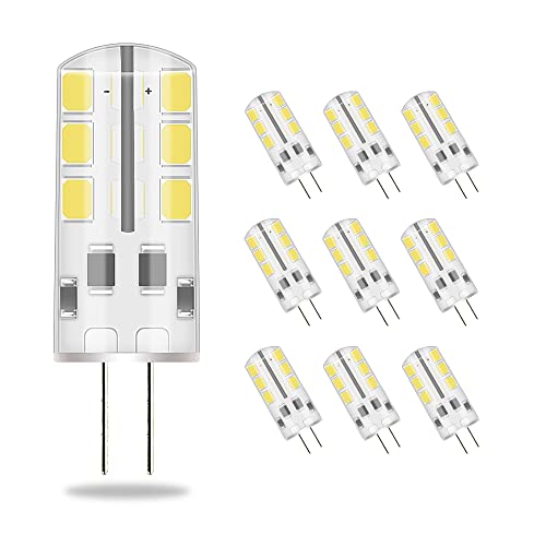 ELINKUME G4 LED Lampen,3W Leuchtmittel Ersatz für 23W Halogenlampen,260lm Kaltweiss Energiesparbirn,Flimmerfrei,DC 12V,G4 Led Stiftsockellampe,360°Lichtwinkel,10er Pack von ELINKUME