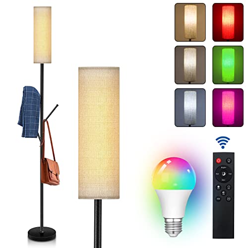 ELINKUME Intelligente LED Stehlampe - 175CM Moderne Stehlampe für Wohnzimmer, Schlafzimmer und Eckbereiche - Dimmbar, RGB Farbwechsel - Fern und WiFi-App-gesteuert - Inklusive 10W Birne von ELINKUME