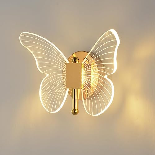 ELINKUME LED Kreativer Schmetterling Wandleuchte,3 Farben Dimmbare Acryl Wandlampe,Schlafzimmer Nachttisch Innen Wandleuchten für Wohnzimmer,Flur Moderne Dekorative Beleuchtung von ELINKUME