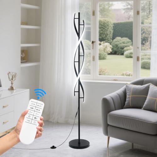 ELINKUME LED Stehlampe Wohnzimmer Dimmbar Standlampe,Stehlampe Schwarz Spirale mit Fernbedienung,30W Stehleuchte mit 3 Farben Temperaturen Modern Dekorative Beleuchtung,153CM Ecklampe ELINKUME LED Stehlampe Wohnzimmer Dimmbar Standlampe,Stehlampe Schwarz Spirale mit Fernbedienung,30W Stehleuchte mit 3 Farben Temperaturen Modern Dekorative Beleuchtung,153CM Ecklampe von ELINKUME
