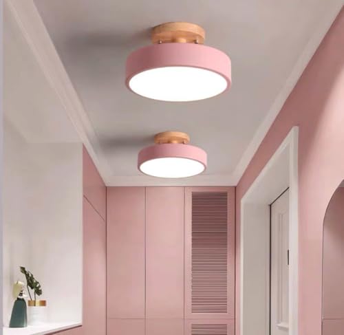 LED Deckenleuchte 12W,18CM Deckenlampe mit 3 Einstellbaren Farbtemperaturen(3000K-6000K),Durchmesser Moderne Runde Deckenleuchten für Küche,Balkon,Korridor,Schlafzimmer,Wohnzimmer(Rosa） von ELINKUME