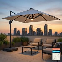 Ampelschirm 3m anti uv Pendelschirm mit Solar-Led-Licht Alu Paradise von ELIOS PARASOLS