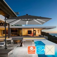 Schwarzer Sonnenschirm mit verstellbarem Arm dezentraler Mast mit 3x3m LED-Solarlicht Paradise Noir Light Schwarzer Sonnenschirm mit verstellbarem Arm dezentraler Mast mit 3x3m LED-Solarlicht Paradise Noir Light von ELIOS PARASOLS