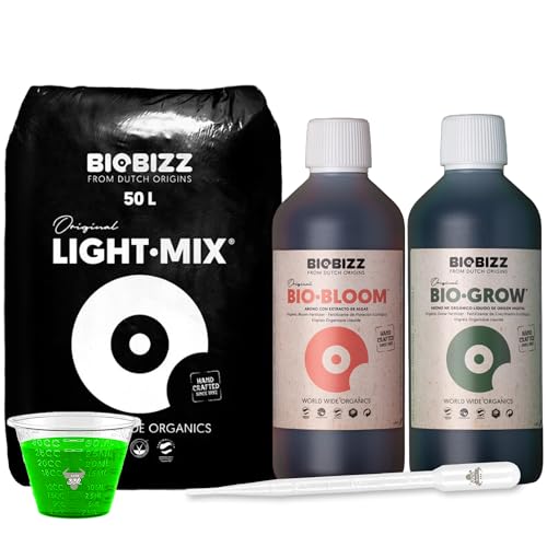 Biobizz Lightmix 50L mit Bio Bloom und Bio-Grow 500ml Set mit Pipette und Messbecher – Grow Dünger für Indoor Biobizz Lightmix 50L mit Bio Bloom und Bio-Grow 500ml Set mit Pipette und Messbecher – Grow Dünger für Indoor von ELITE BBQ