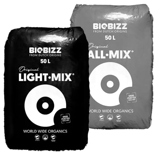 Biobizz Lightmix 50L & Biobizz Allmix 50L im Set – 100L Premium Bio-Erde für optimales Pflanzenwachstum – Organische All Mix & Light Mix Erde Anzucht Wachstum, Grow Erde Biobizz Lightmix 50L & Biobizz Allmix 50L im Set – 100L Premium Bio-Erde für optimales Pflanzenwachstum – Organische All Mix & Light Mix Erde Anzucht Wachstum, Grow Erde von ELITE BBQ