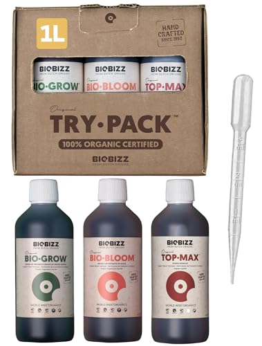 Biobizz XXL Trypack Indoor Set für Indoor Grow mit Bio Bloom, Bio Grow und Top Max je 1L inklusive Messpipette von ELITE BBQ