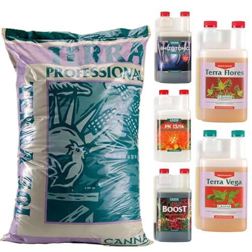 Canna Professional Plus 50L mit Canna Dünger Set: Terra Vega, Terra Flores, Rhizotonic, Boost, Pk13/14 – Premium Wurzel- und Blütendünger für optimale Pflanzenentwicklung von ELITE BBQ