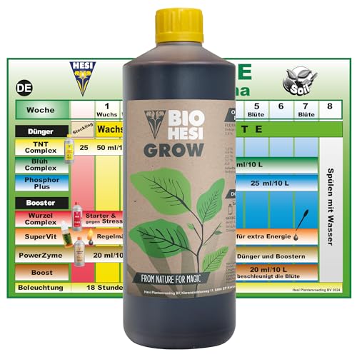 Hesi Bio Grow 1L, Hesi Bio-Grow Dünger für kräftiges Wachstum, Organischer Dünger für gesunde Pflanzen, Biogrow Hesi Dünger 1 Liter – Optimale Nährstoffversorgung für Indoor- und Outdoor-Anbau von ELITE BBQ