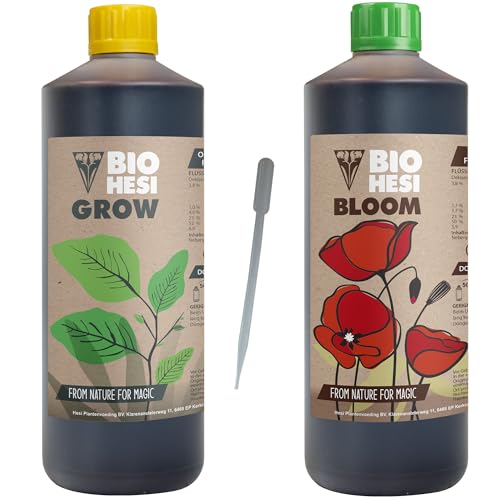 Hesi Bio Grow 1L und Hesi Bio Bloom 1L Set, Organischer Dünger für optimales Wachstum & Blüte, Hesi Bio-Dünger für Bio-Kulturen von ELITE BBQ