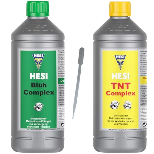 Hesi Blüh Complex 1L Hesi TNT Complex 1L Set, Hochwertiger Blühdünger & Nährstoffreiches NPK-Dünger-Set für optimales Pflanzenwachstum – Ideal für Blüte + Wachstumsphase von ELITE BBQ