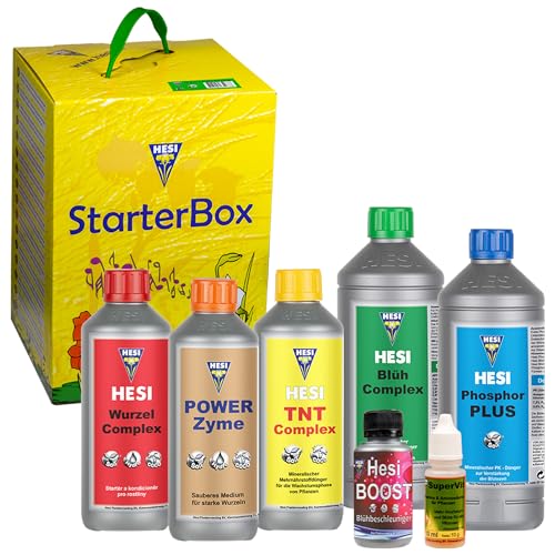 Hesi StarterBox Erde – Hesi Starterset Erde mit Hesi Wurzel Complex 500ml, Hesi SuperVit 10ml, Hesi PowerZyme 500ml, Hesi TNT Complex 500ml, Hesi Blüh Complex 1L, Hesi Phosphor Plus 1L, Boost 100ml von ELITE BBQ