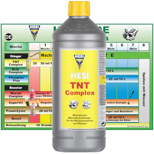Hesi TNT Complex 1L - Hesi Dünger, NPK-Dünger für explosives Wachstum auf Erde und Kokossubstraten, Schonend für Langzeitanwendung von ELITE BBQ