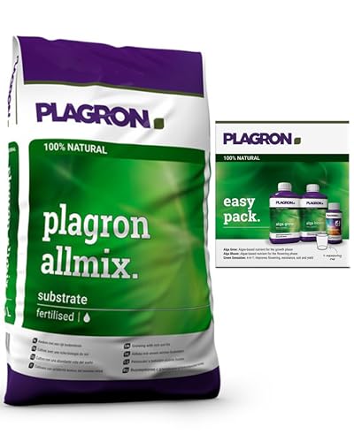 growkingz Plagron Allmix 50l mit Plagron Easy Pack Nährstoff-Set für vier Pflanzen bis zur Ernte, 100% natürliche Zusammensetzung mit Plagron 250 ml Alga Grow, 250 ml Alga Bloom, 50 ml Green Sensation von ELITE BBQ