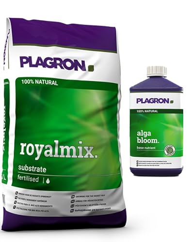 growkingz Plagron Royalmix 50L Erde mit Plagron Alga Bloom 1L Algen-Basis-Dünger für die Blütephase von ELITE BBQ
