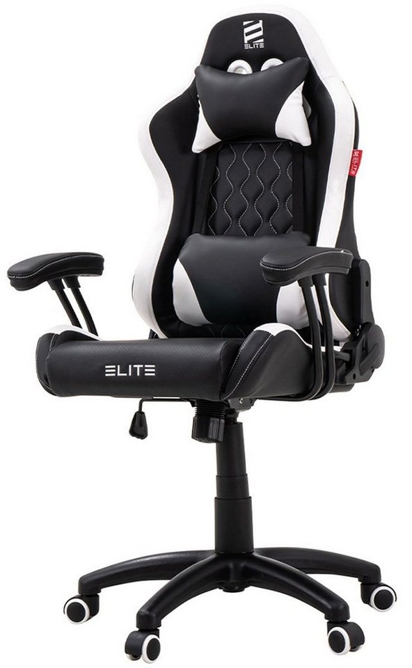 ELITE Gaming Gaming-Stuhl Kinder Bürostuhl Gaming Stuhl PULSE (Ergonomischer Gamingstuhl - Härtegradeinstellung - höhenverstellbar - gepolsterte Sitzfläche/Kopfstütze - 3D-Armstützen - bis 120 kg - klappbare Rückenlehne - große Sitzfläche - Erwachsene/Jugendliche/Kinder - Home Office, 1 St), Gaming Chair - Computerstuhl - Racingstuhl - Zockerstuhl - Bürostuhl von ELITE Gaming