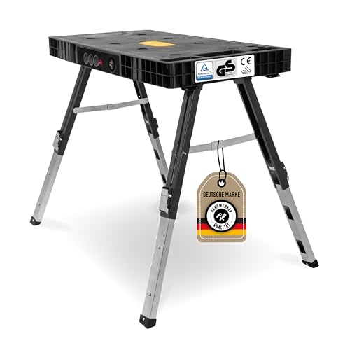 ELITE 6-in-1 Profi-Werkbank – Mobile, multifunktionale Werkbank für DIY und Handwerk, als Werkbank, Sägebock, Rollbrett, Tisch, Transportroller und Steckdose nutzbar, TÜV & GS-geprüft von ELITE