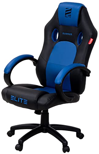 ELITE Gaming Stuhl MG100 Exodus | Ergonomischer Bürostuhl - Schreibtischstuhl - Chefsessel - Sessel - Racing Gaming-Stuhl - Gamingstuhl - Drehstuhl - Chair - Kunstleder Sportsitz (Schwarz/Blau) von ELITE