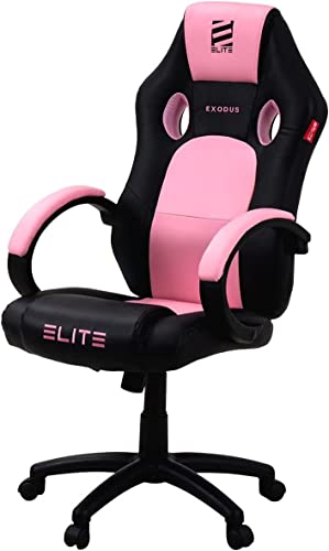 ELITE Gaming Stuhl MG100 Exodus | Ergonomischer Bürostuhl - Schreibtischstuhl - Chefsessel - Sessel - Racing Gaming-Stuhl - Gamingstuhl - Drehstuhl - Chair - Kunstleder Sportsitz (Schwarz/Pink/Weiß) von ELITE