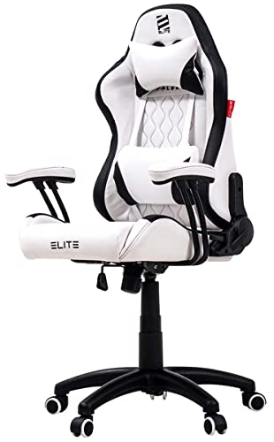 ELITE Gaming Stuhl Pulse für Kinder | Ergonomischer Bürostuhl - Schreibtischstuhl - Chefsessel - Sessel - Racing Gaming-Stuhl - Gamingstuhl - Drehstuhl - Chair - Kunstleder (Weiß/Schwarz) von ELITE