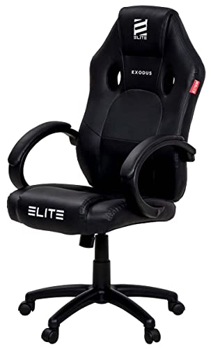 ELITE Gaming Stuhl MG100 Exodus | Ergonomischer Bürostuhl - Schreibtischstuhl - Chefsessel - Sessel - Racing Gaming-Stuhl - Gamingstuhl - Drehstuhl - Chair - Kunstleder Sportsitz (Schwarz) von ELITE